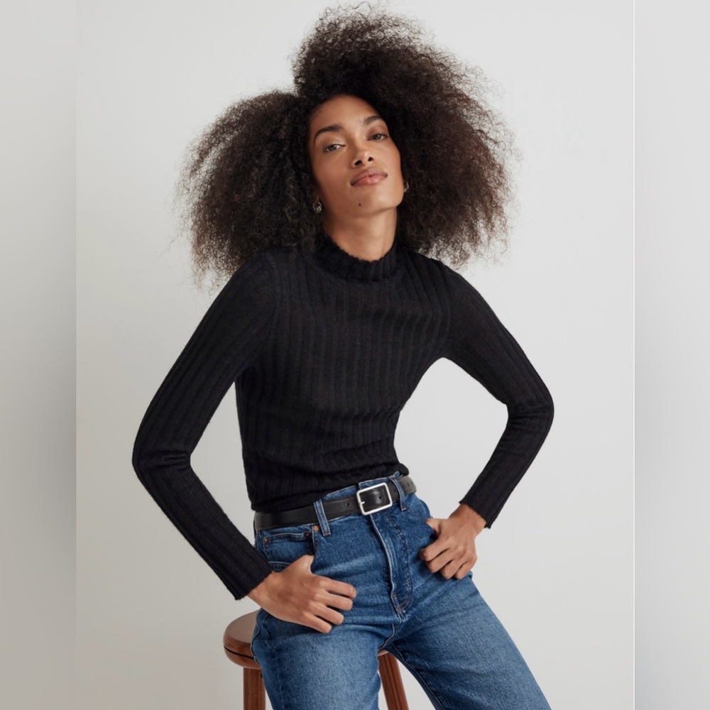Madewell Black Alpaca-Blend Mockneck Sweater Xs